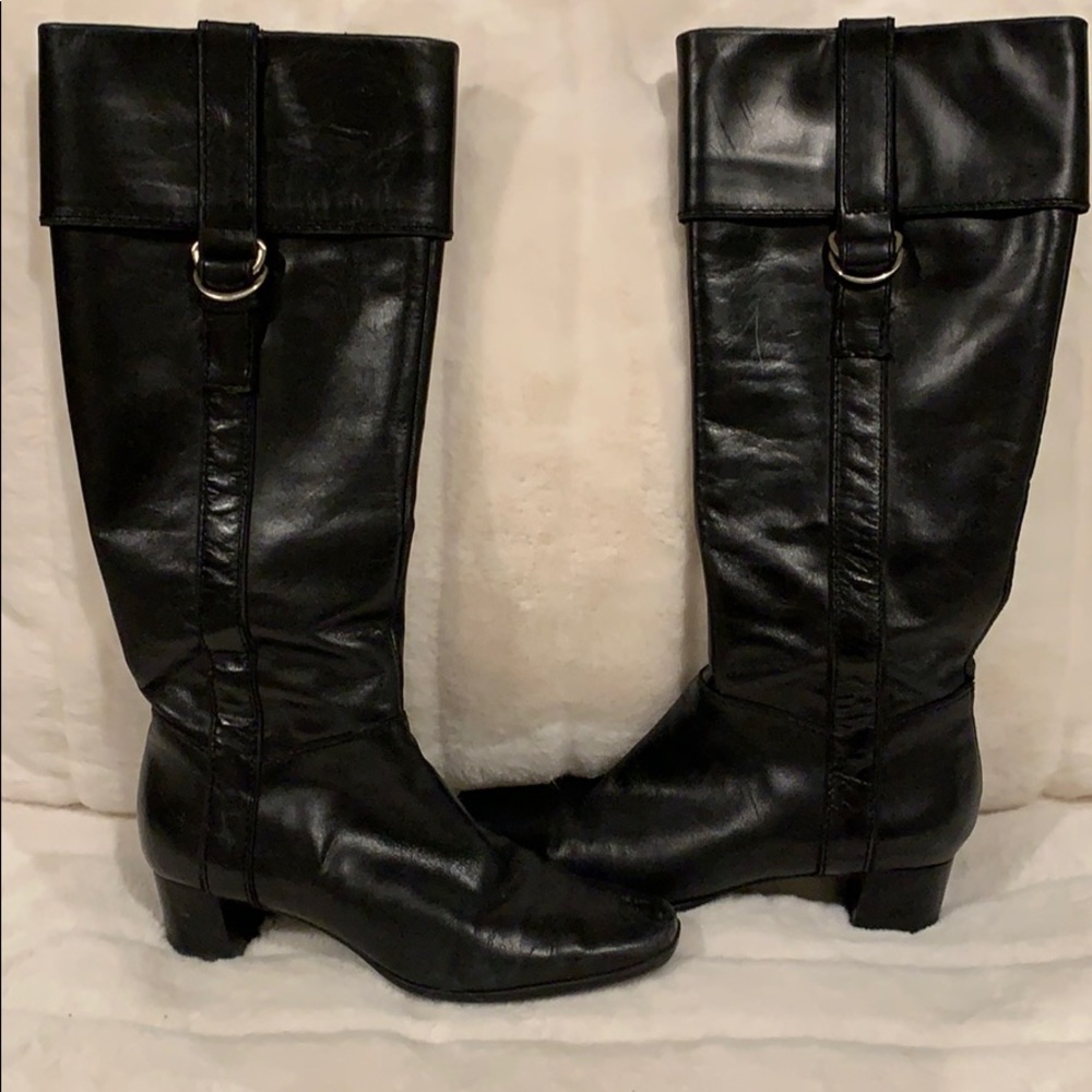 Enzo Angiolini Tall Black Leather Boots - Picture 3 of 7